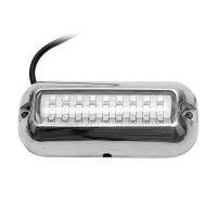 50W Stainless Steel 27LED Blue Underwater Pontoon Marine Boat Transom Lights（Green Flash）