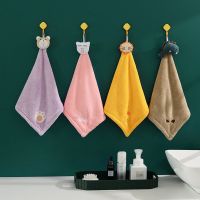 Thickened Cartoon Hanging Hand Towels For Adults And Children To Wipe Hands Absorbent Kitchen Bathroom Household Cute Towels