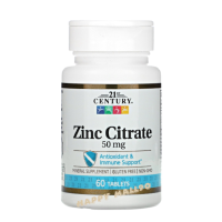 ซิงค์, 21st Century, Zinc Citrate, 50 mg, 60 Tablets