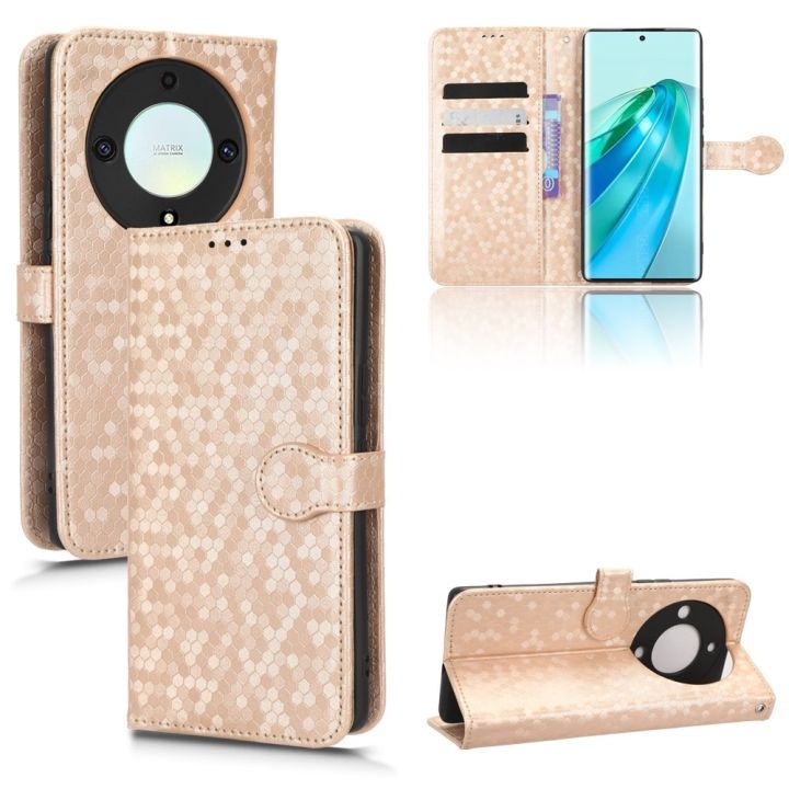 เคส-honor-x9a-5g-x9-x8a-x8-x7a-x7-x6-magic4-pro-huawei-nova-y61-y70-เคสฝาพับ-flip-cover-เคสหนัง-stand-เคสเคสโทรศัพท์มือถือแบบหนังพลิกตั้งได้ลายนกฮูกสําหรับ-hexagon-pattern-pu-leather-case-flip-cover-w