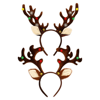 ETEREAUTY Aboofan 2PCS Christmas Antler Headbands Holiday Hide Hair Accessories REENDEER EARS Headbands Party Heyddress