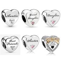 925 Sterling Silver Bead Charms Forever Family for Auntie/Granddaughter/Best Friend BFF/Just Married Fit Pandora Bracelets Bead