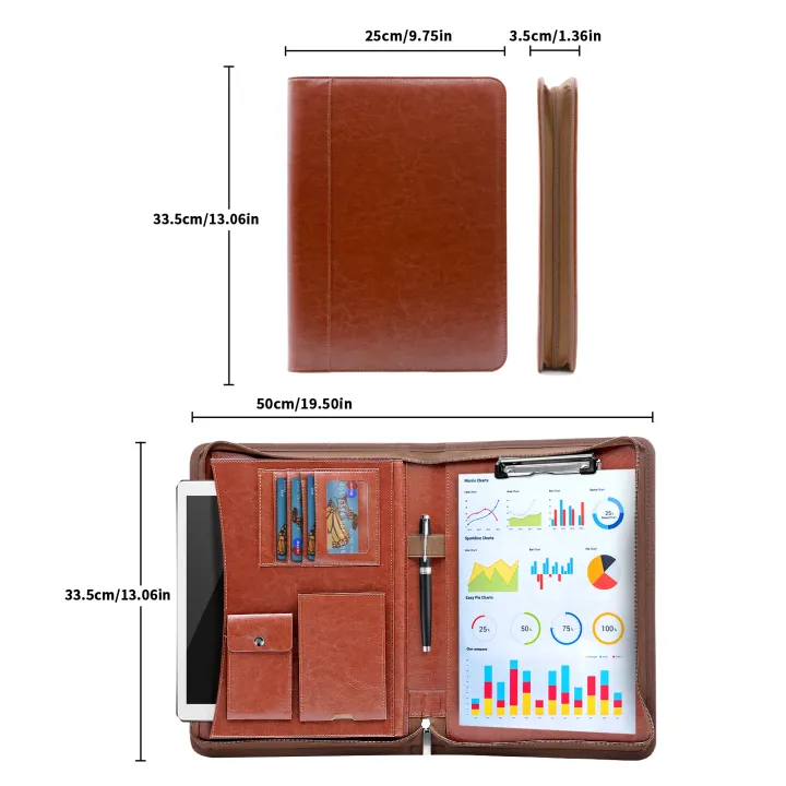 A4 notebook Zipped Multifunctional Business Clipboard Folder Files ...