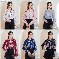 (S-XL) Maristar เสื้อแขนยาวพิมพ์ลาย Printed Long Sleeve Blouse Fabric : polyester พิมพ์​ลาย ผ้านิ่ม ใส่สบายไม่ร้อน ซักไม่ต้องรีด สีไม่ตกไม่ซีด