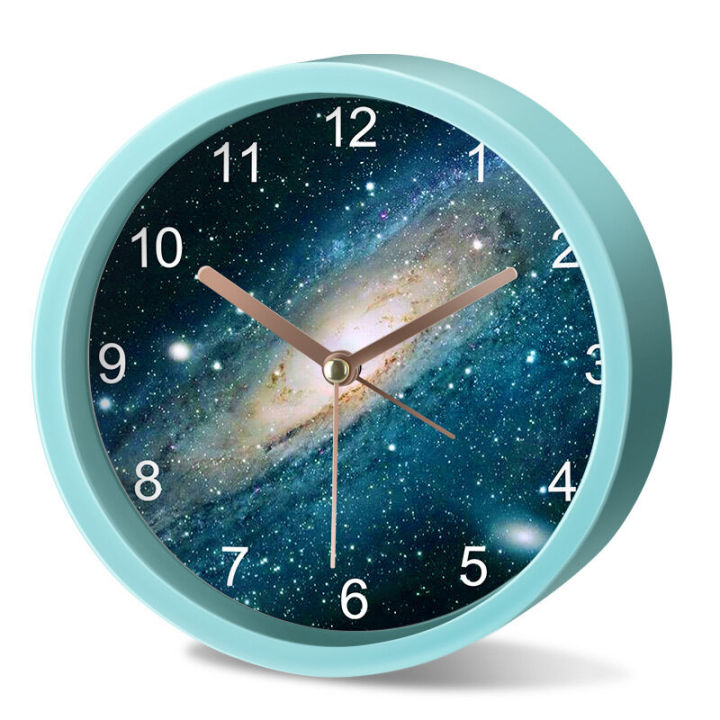 ดาวนักบินอวกาศนักเรียนลูกเสือพิเศษการ์ตูนนาฬิกาปลุกขนาดเล็กง่ายนาฬิกาเงียบข้างเตียง
