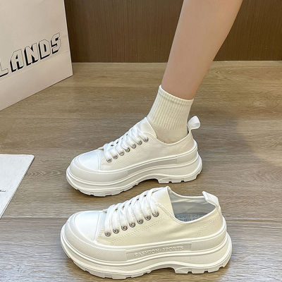 KAIDEWEMAK ✨（ส่งจากไทย）✨ รองเท้าผ้าใบแฟชั่น ด้านล่างหนากันลื่น รองเท้าผ้าใบสตรีส้นสูง