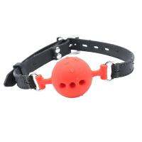 Pelaso Open Breathable Leather Paly Buckle Belt Silicon Mouth Gag For Women