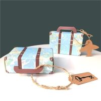 10/20/50pcs Mini Travel Suitcase Candy Box Kraft Paper Chocolate Favor Gift Box Packaging Bag Wedding Birthday Party Decoration