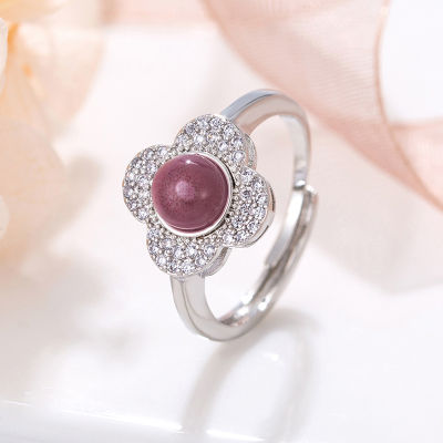 [COD] แหวนผู้หญิงสไตล์ญี่ปุ่นและเกาหลีแฟชั่น Magpie แหวนผงตาแมวเทียม ， กุหลาบชุบทองสีโลหะทอง ，