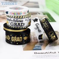 Graduation Satin Ribbons 3/8 5/8 and 1 Inch Class of 2023 Ribbons Bronzing Congrats Grad Ribbon Metallic Glitter Wrapping Ribbon Replacement Parts