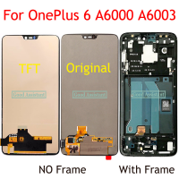 ต้นฉบับ AMOLED / TFT สีดำ6.28นิ้วสำหรับ OnePlus 6 1+ 6 A6000 A6003ชิ้นส่วนจอสัมผัสแอลซีดีของเครื่องแปลงดิจิทัล/มีส่วนอะไหล่กรอบ