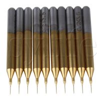 HH-DDPJ0.2mm Blade 1/8" Shank Titanium Coated Carbide Micro Drill Bits Pcb Cnc End Mill Tool Pack Of 10