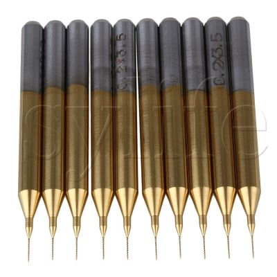 HH-DDPJ0.2mm Blade 1/8" Shank Titanium Coated Carbide Micro Drill Bits Pcb Cnc End Mill Tool Pack Of 10