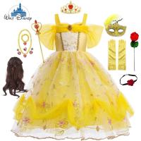 Kids Girls Belle Princess Dress UP Costume Cosplay Beauty and the Beast Ball Gown Flowers Child Halloween Party Fancy Dress Girl