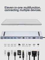 USB C Hub 11 in 1 Type C Dock  3.0 Splitter Multiport Adapter 4K HDMI-compatible RJ45 SD/TF VGA PD for MacBook iPad xiaomi USB Hubs