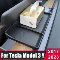 ☏ For Tesla Model 3 Model Y 2017- 2021 2022 2023 Screen Rear Storage Box Invisible Organization Tray Tissue Box Car Accessories