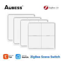 AUBESS Tuya ZigBee Smart Scene Switch 4 Gang 12 Scene Switch Push Button Controller Works With Smart Life App ZigBee Gateway