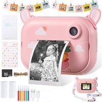 Appareil photo à impression instantanée pour enfants appareil photo aste pour enfants vidéo selfie pour enfants 6 à 12 ans filles et garçons cadeau danniversaire 1080P