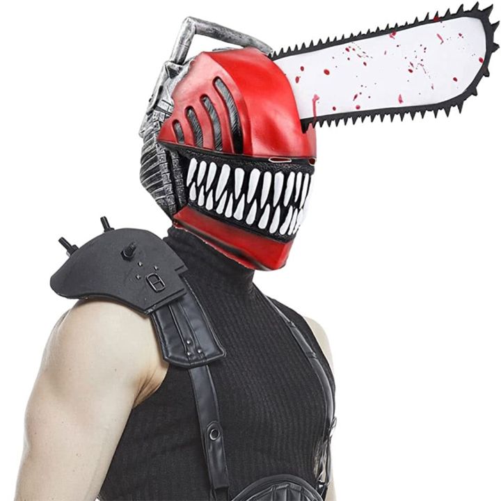 Denji Cosplay Helmet Headgear Anime Chainsaw Man Denji Pochita Cosplay  Latex Mask Halloween Party Props for Adult
