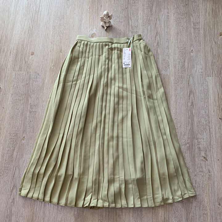 ยู-นิ-โคล่-กระโปรงพลีทชิฟฟ่อน-chiffon-pleated-long-skirt-ป้ายห้อย-shop-ไทย