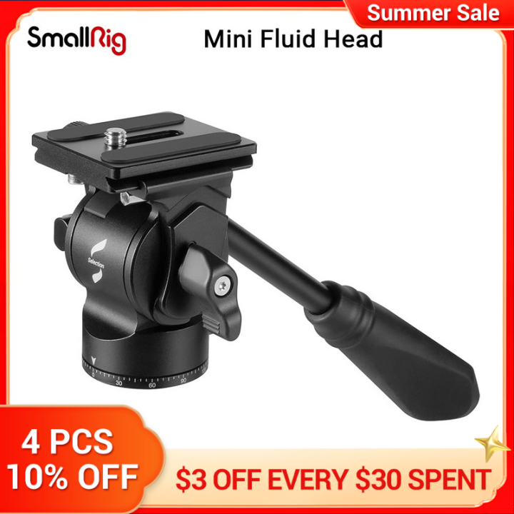 Smallrig Tripod Fluid Head Pan Tilt Head With Quick Release Plate For