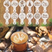 20Pcs Coffee Stencils Fancy Coffee Printing Model Foam Spray Cake Stencils Coffee Drawing Cappuccino Mold Powdered Sieve Tools