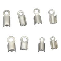 100pcs/lot Stainless Steel Cord End Crimp Caps Silver Tone Crimp Beads Fastener Connector Fit DIY Leather Cord Jewelry Findings