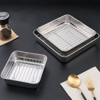 Stainless Steel Square Food Service Tray Nonstick Bakeware Fruit Cookie Bread Plate Kitchen Organizer Storage Container Utensils Baking Trays  Pans