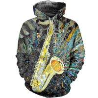 3D Saxophone fruit 3D printing men and women Pullover Sweatshirt casual zipper hoodies jacket tops