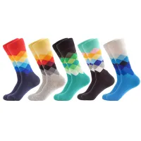 Winter Casual Men Cotton Socks Fashion Colorful Wave Point Business Party Happy Socks for Man Gift