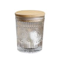 【LZ】❡✒☞  Vintage em relevo selado frasco de armazenamento de vidro frasco de armazenamento lanche frasco de frutas secas frasco de doces de cozinha frasco de armazenamento de bambu tampa garrafa de vidro