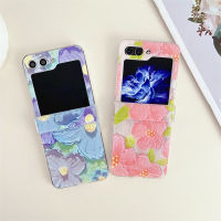 Djj เคสโทรศัพท์ภาพดอกไม้สีน้ำมันหรูหราใหม่สำหรับ Samsung Galaxy Z Flip 4 3ฝาแข็งสำหรับ Flip3 ZFlip5 Zflip4ขายึดเคสแข็ง