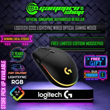 Logitech G USB G G203 Wired Gaming Mouse, 8000 DPI, Rainbow Optical Effect  LIGHTSYNC RGB, 6 Programmable Buttons, On-Board Memory, Screen Mapping