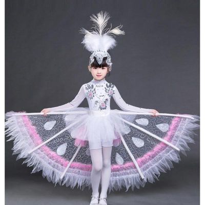 ✒ Childrens Day Dance Costumes Kindergarten National Dancing Uniform Halloween Carnival Girls Peacock Stage Performance Clothing