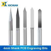 Pcb แกะสลัก Bits 4Mm Shank Flat Bottom End Mill Tipped 0.1-0.5Mm Carbide 3d แกะสลักบิต10-90องศา Cnc Router Bit