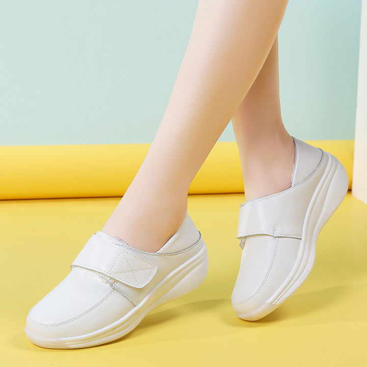 wcan-รองเท้าผู้หญิงหนังรองเท้าพยาบาลเพิ่มขึ้นด้านล่างหนารองเท้าสีขาว-doctor-รองเท้าสบายโรงพยาบาลรองเท้าสำหรับใส่ทำงานสำหรับสตรี