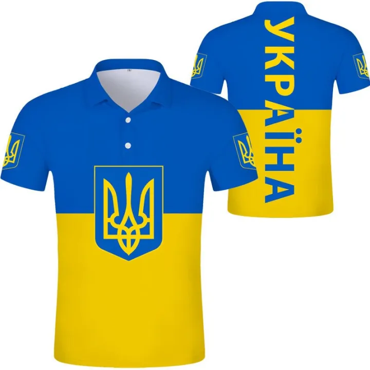 Ukraine Logo Ukrainian Polo Shirt Coat of Arms UA Brand Print for Country 2022 Nation Team Flag