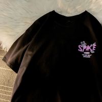 Korean Oversized BF Short Sleeve Shirt Drop Shoulder Loose Printed Cool Tee T-shirts 2022 Summer Women Student College Style Bear Graffiti Print Tops