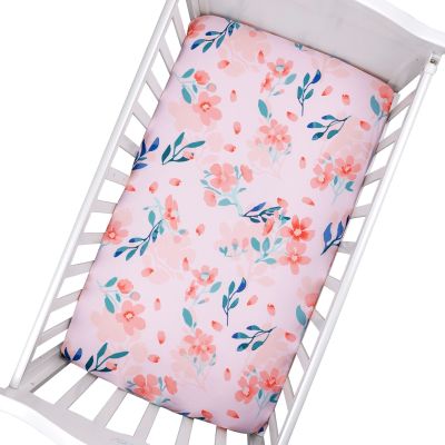 127D Baby Fitted Sheet Newborn Cotton Soft Crib Bed Sheet Children Mattress Cover Protector Cartoon Printed Cot Cover