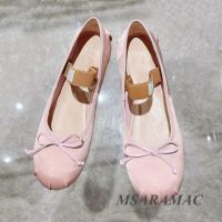 hot【DT】 Pink Silk Butterfly-knot Round Toe Shoes Real Leather Lined Elastic Band Flats Womens