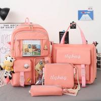 4 Pcs Set Cute Women Backpack Canvas School Bags For Teenage Girls Kawaii College Student Book Bag Kids Rucksack 2021