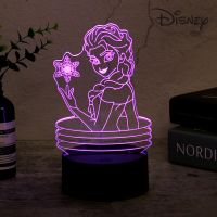 Disney Cartoon 3D Night Light Frozen Princess Acrylic LED Illusion Lamp for Children Bedroom Decortion Touch Table Lamp Kid Gift Night Lights