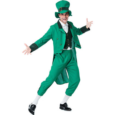 ผู้ใหญ่ Funny St Patricks Irish Leprechaun Mens ชุดแฟนซีเครื่องแต่งกายชุด S-XL