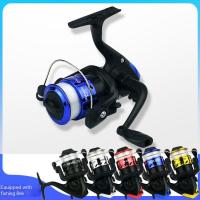 Sea rod rock rod raft fishing spinning reel fishing line wheel electroplating folding handle hand wheel with line plastic fishing gear sturdy and firm smooth practical adjustable functional