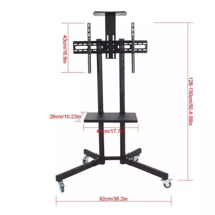 ขาตั้งทีวีรุ่น108-ขาตั้งทีวี-แบบเคลื่อนที่ได้-พร้อมชั้นวาง-1-ชั้น-รองรับจอขนาด-32-80-นิ้ว-รับน้ำหนักได้ถึง60kg-ราคาถูก
