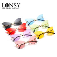 Fashion Rimless Butterfly Sunglasses Women Luxury nd Design Vintage Sun Glasses Metal Shades For Women Mirror Eyewear UV400