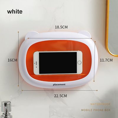 กล่องโทรศัพท์มือถือกันน้ำแขวนติดผนังห้องน้ำฝาปิดฟรีที่ปิดสนิทหน้าจออาบน้ำแบบเจาะป้องกัน