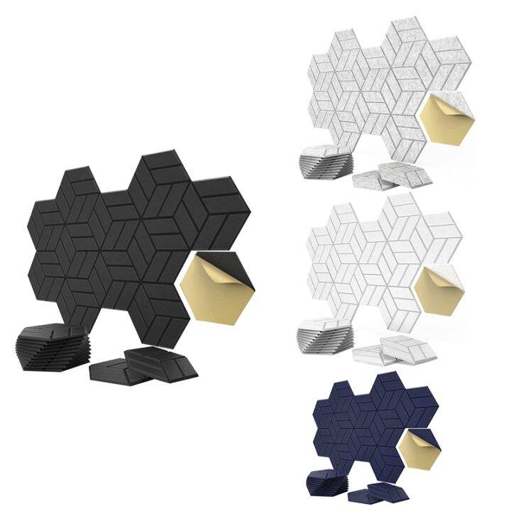 12 Pack SelfAdhesive Acoustic Panels,Hexagon Sound Proof Foam Panels