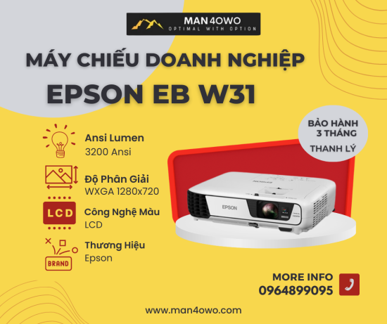 Máy chiếu cũ hd, mã sản phẩm epson eb w31, công nghệ lcd - ảnh sản phẩm 1