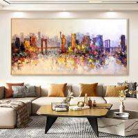 Arthyx Art Statue Of Liberty City Building ภาพวาดสีน้ำมันบนผ้าใบบทคัดย่อภูมิทัศน์ภาพผนังสำหรับ Room Home Decor New